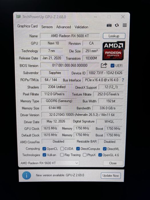 Продам видеокарту Rx 5600xt sapphire pulse