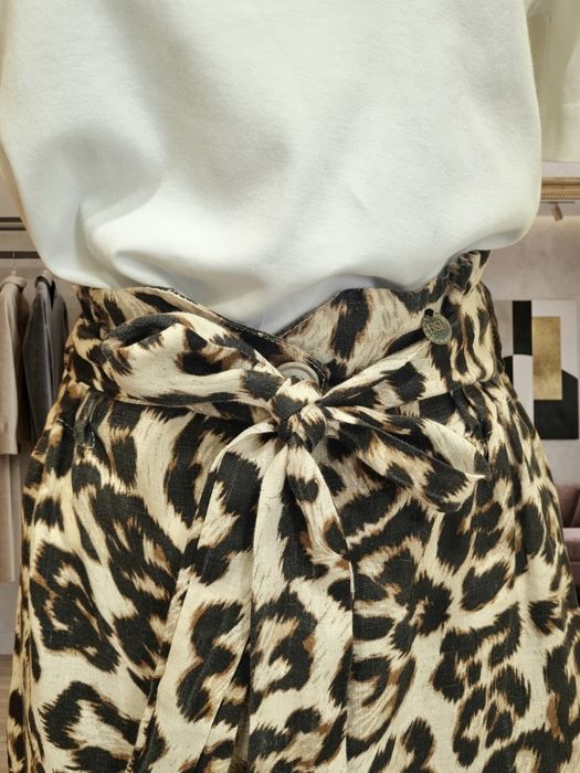 Fusta midi din in talie inalta animal print BSB