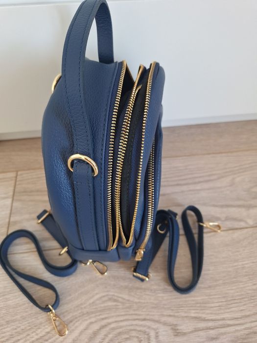 Nou - Rucsac mic albastru piele naturala Diamanti