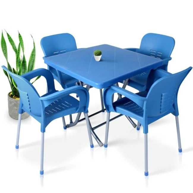 Комплект маса +4 стола 7 цвята син сив бежов зелен оранж червен мод.8в