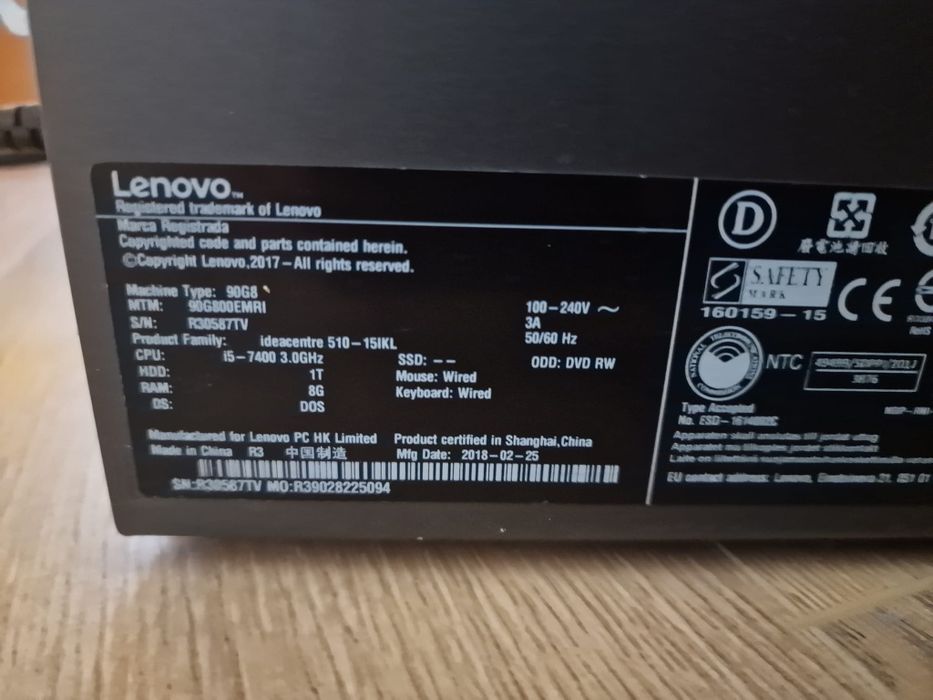 Desktop Lenovo Ideacentre i5-7400 3.00GHz - 1TB