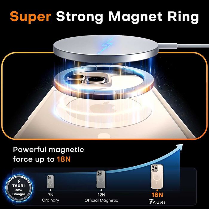 TAURI iPhone 16 Pro Max Husa Gold MagSafe Sticla Temperata Protectie 15FT Anti Soc Anti Zgarieturi