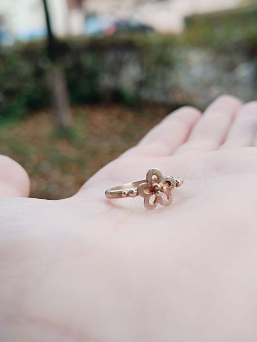 Vechi inel argint 925 placat cu aur.