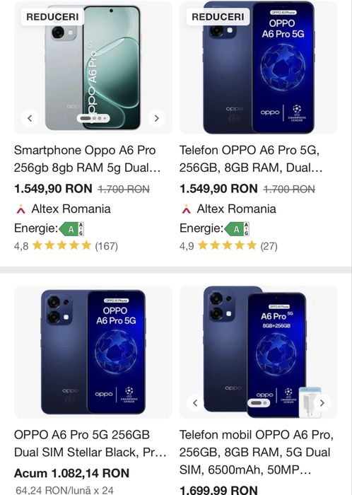 Oppo A6 Pro 5G 256Gb 8Gb Ram Black Nou desigilat