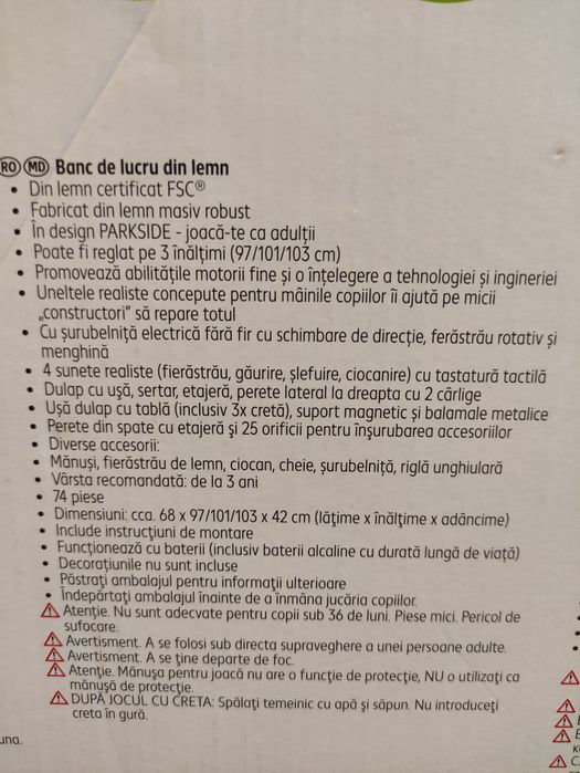 Banc de lucru pentru copii Kidland cu bormasina Parkside