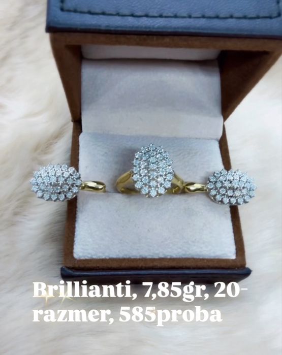 Elegantniy komplekt s brilliantami 7,85gr, 20-razmer 585proba.