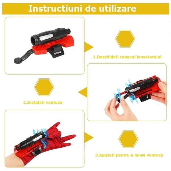 Manusa cu 3 ventuze Spiderman, DEPOX®, rosu