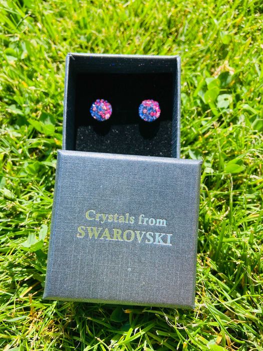 Сребърни обеци с камъни Сваровски ( Swarovski)