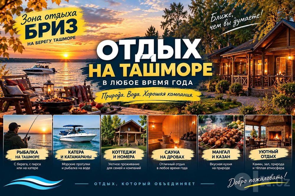 Осенний отдых на берегу Ташморе — коттеджи, рыбалка, сауна в БРИЗ