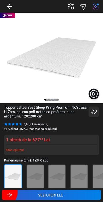 Vand saltea Topper folosita o singura data