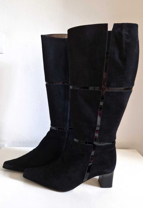 Cizme elegante piele întoarsă măr.40