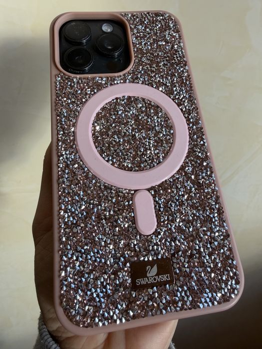 Iphone 15 pro max 256gb черен Swarovski case