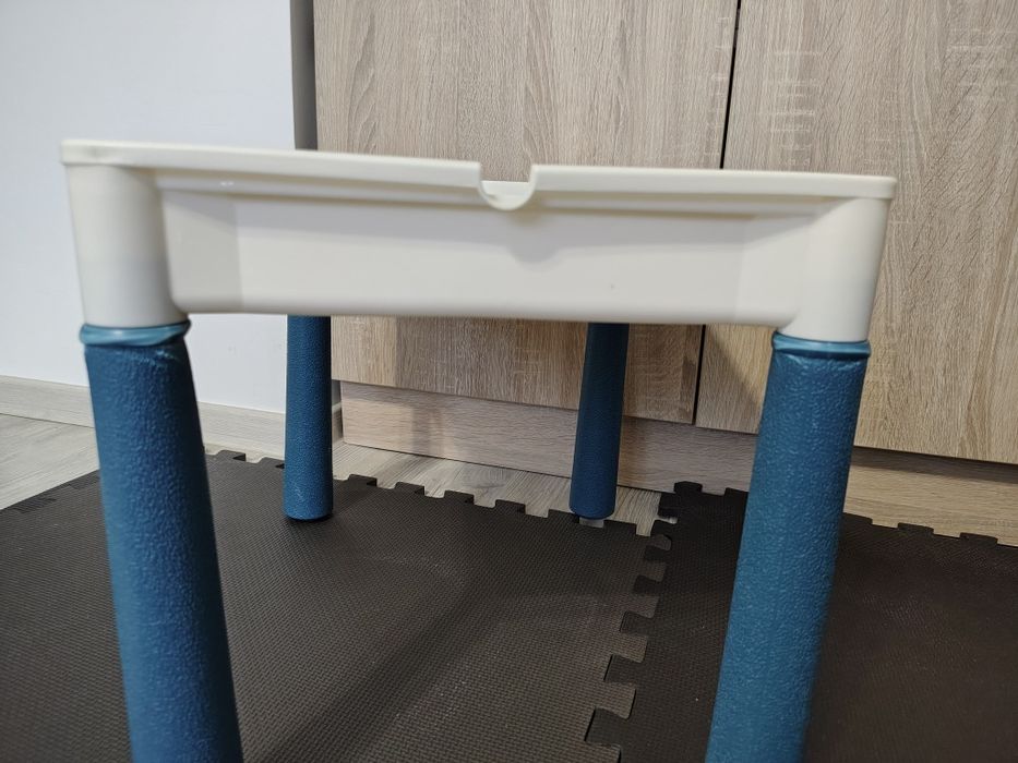 Masa multifunctionala lego copii cu scaunel, cutiute si spatiu  depozitare si cuburi/piese lego, ajustabila, reglabila pe inaltime
