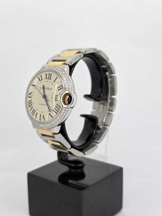 Cartier Ballon Bleu 36mm — Steel & Yellow Gold with Diamond Bezel