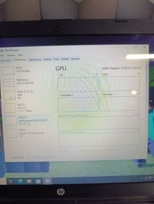 Laptop mid gaming hp 15.6 Intel i5 7200 video ATI r5 m330 2gb