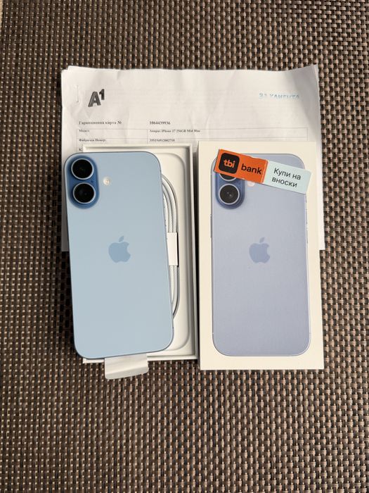 iPhone 17 256GB *КАТО НОВ*Mist Blue ГАРАНЦИЯ•ЛИЗИНГ TBI 27€/м