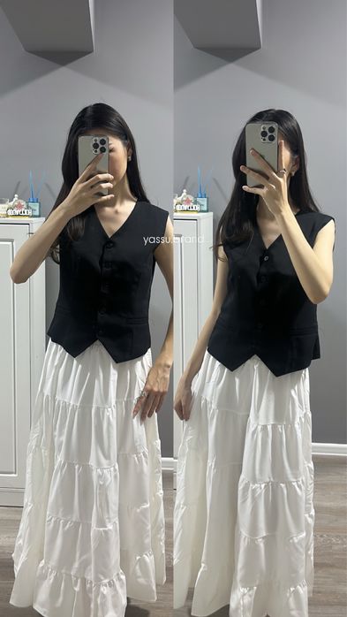 Жилет черный, белый