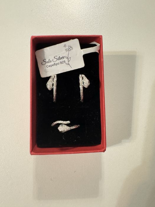 кольцо серьги серебро набор булгари