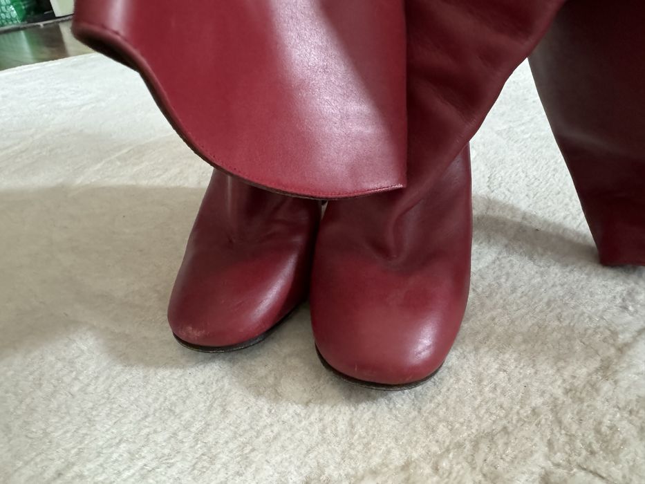 Кожени червени ботуши 36 номер