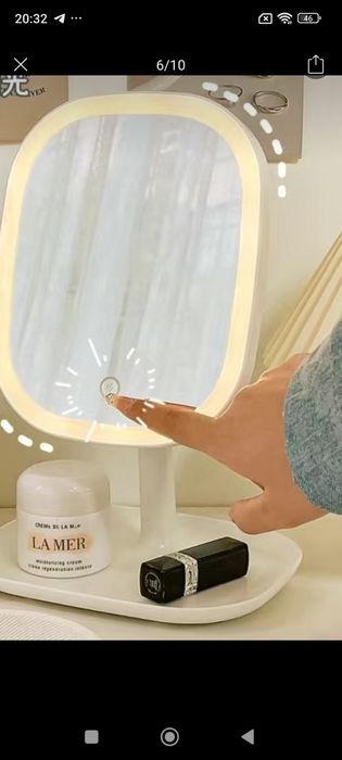 Зеркало, 3 режима света, аккумулятор