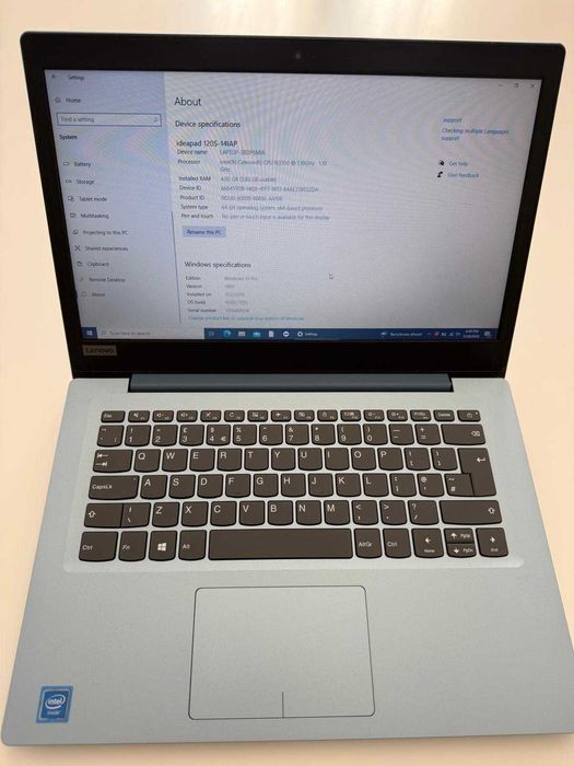 Laptop Lenovo IdeaPad 120S-14IAP, 4GB RAM, 64GB eMMC, Windows 10 Pro