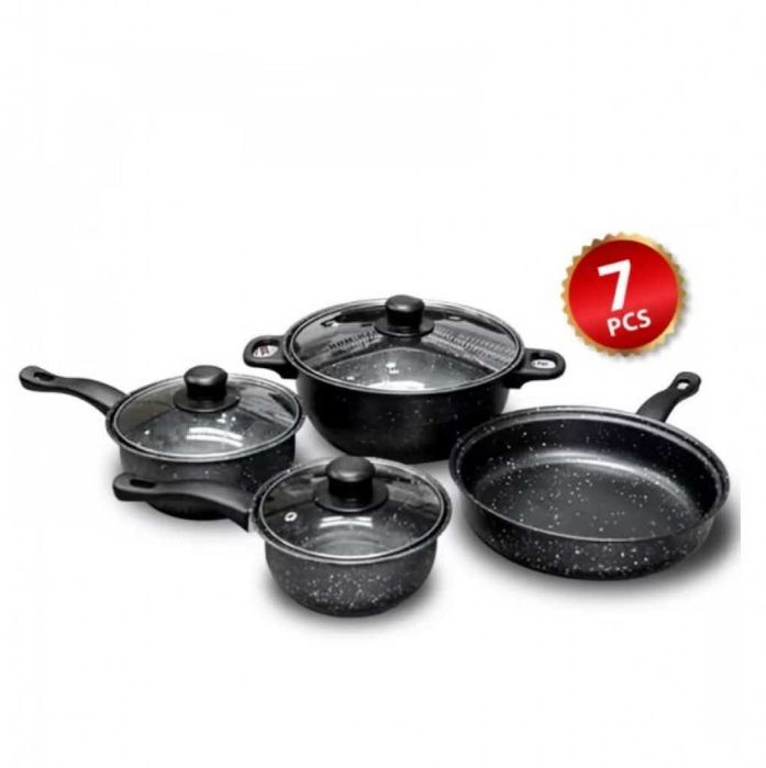 Комплект качествени тенджери от 7части с незалепващо мраморно покритие