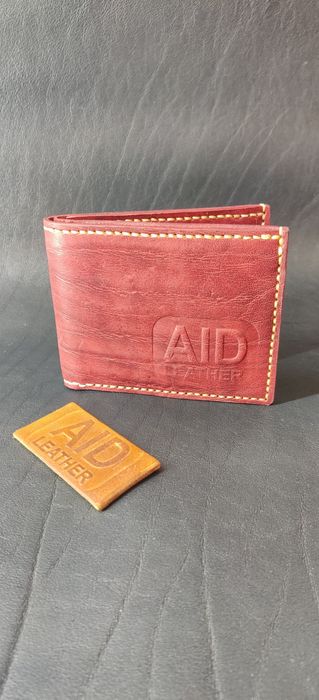 Портмоне бордовый из кожи ручной работы