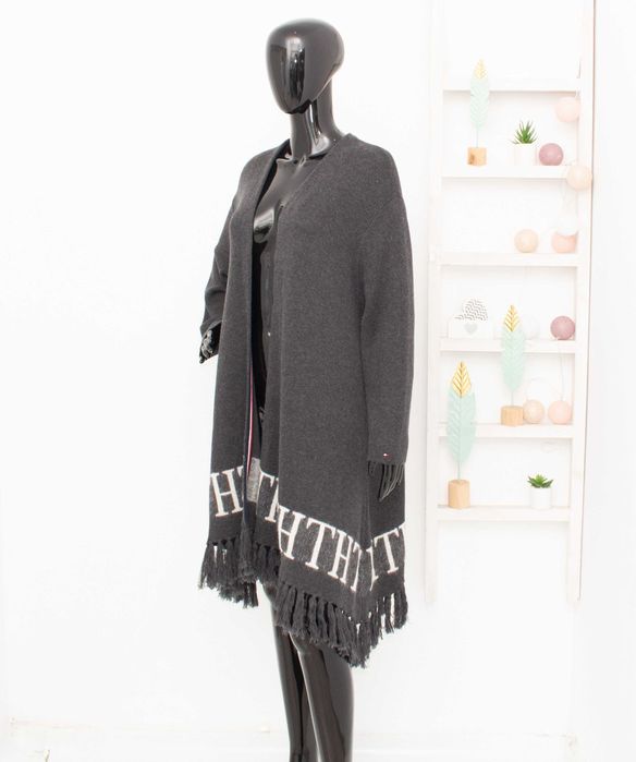 TOMMY HILFIGER дамска жилетка без закопчаване памук вълна с ресни