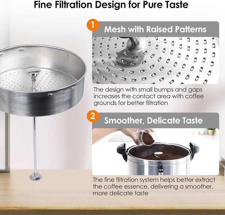 Cafetieră profesională Homtone cu filtru rotund