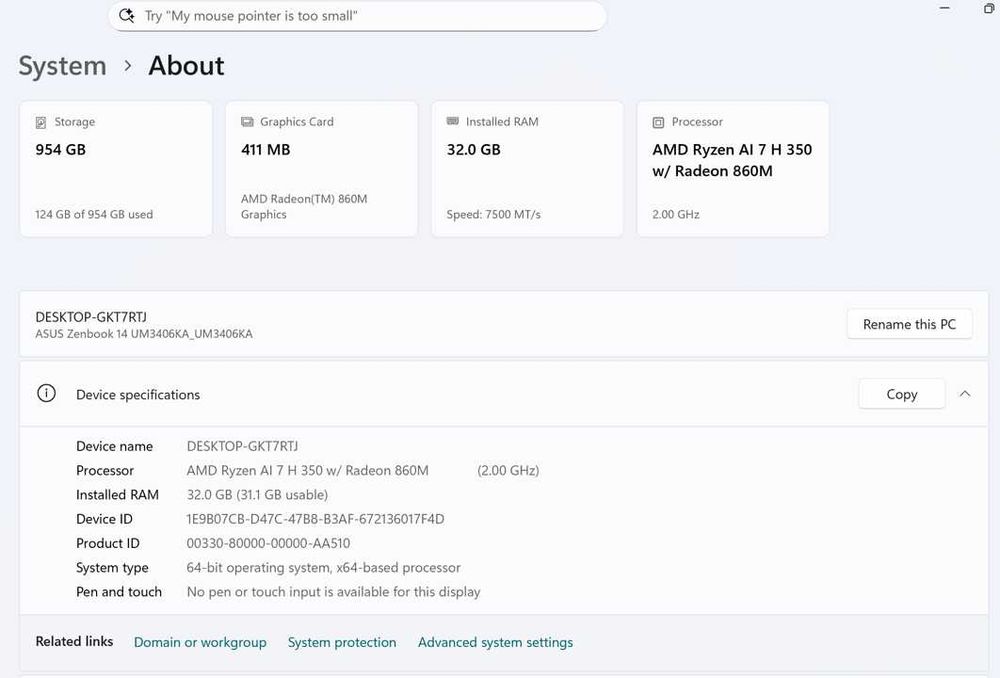 Asus Zenbook UM3406KA Ryzen AI 7 350 32Gb/1Tb 3k lumina oled 120hz