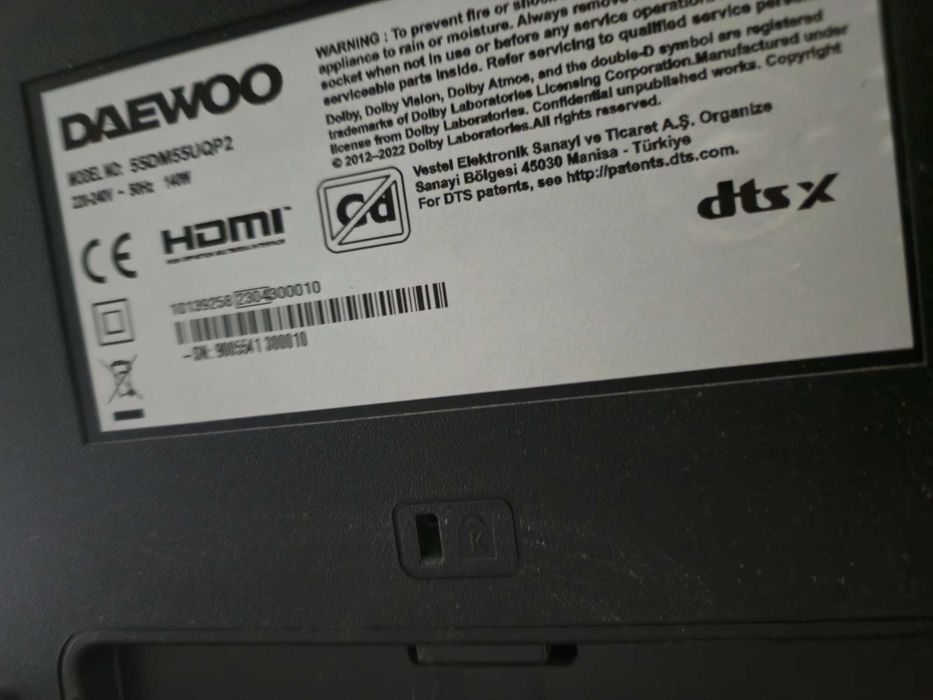 Телевизор Daewoo 55DM55UQP2, QLED ANDROID TV, 139 см, 3840x2160 UHD-4K, 55 inch,