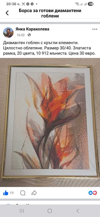 Диамантени гоблени - пълно облепяне. Размер 30/40. Рамкирани.