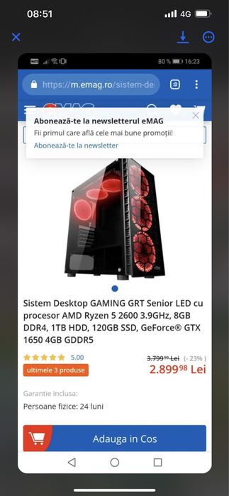 16GB ram Nu 8 Vand PC gaming cu tot cu monitor