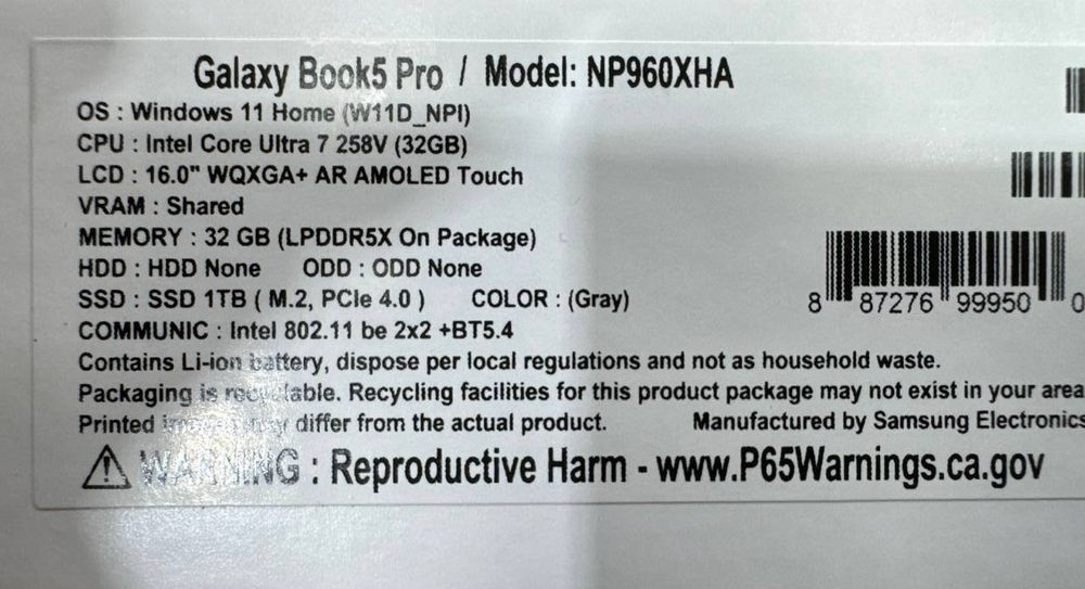 Ультрабук Samsung Galaxy Book5 Pro 16" (USA)