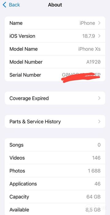Iphone xs 64 g idial