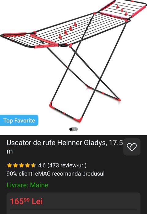 Uscator de rufe Heinner Gladys, 17.5 m