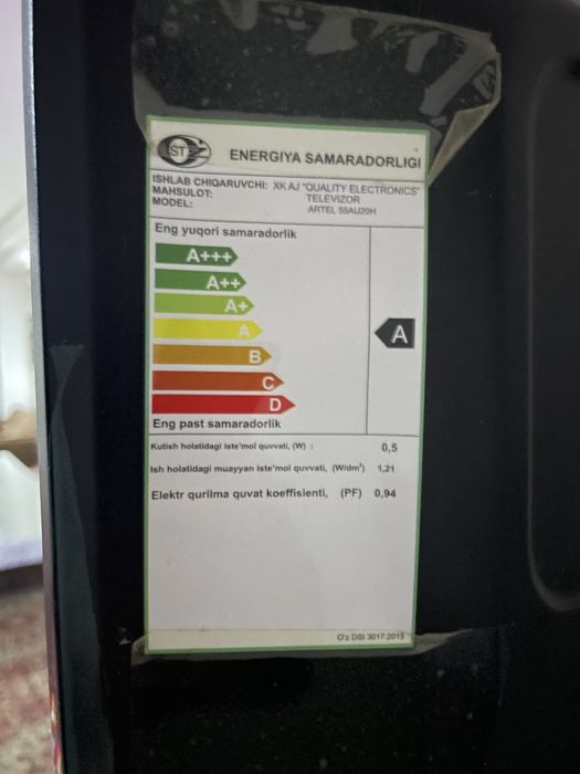 Artel 55AU20H TV LED modeli