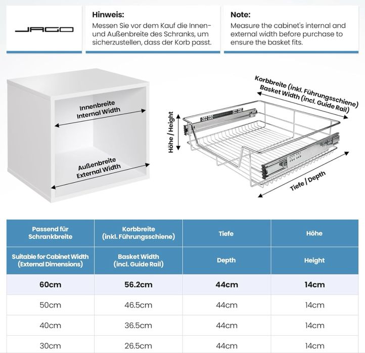 Телескопично кухненско чекмедже Jago®