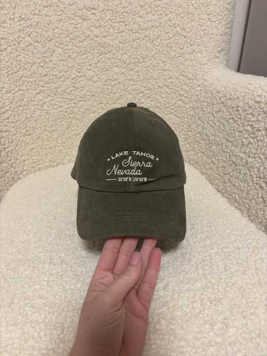 Шапка с козирка син/зелен джинс