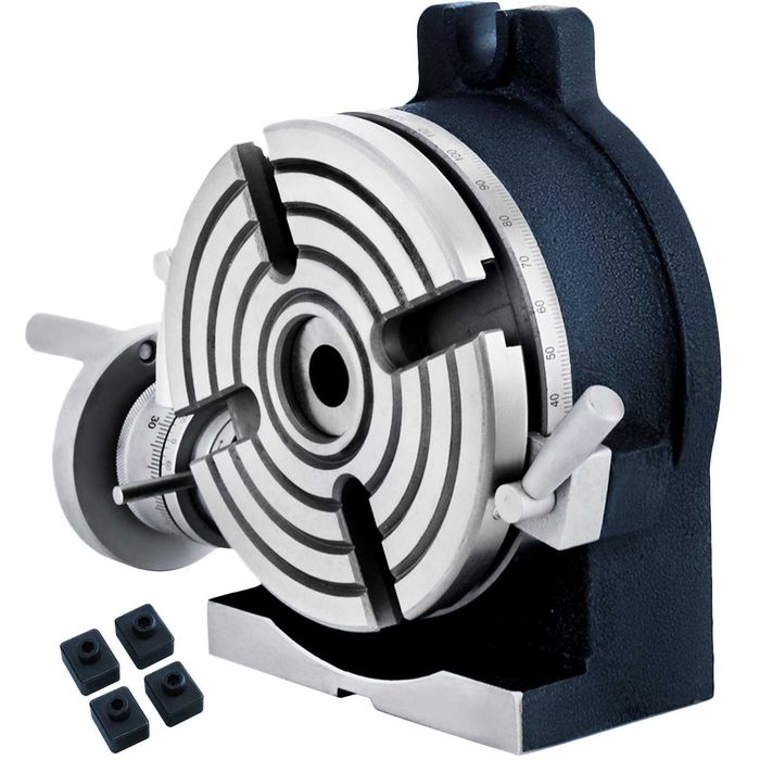 Masa rotativa divizoare 150mm verticala si orizontala, cap divizor pentru masina de frezat, disc gradat 360 grade, 4 canale, fonta HT200