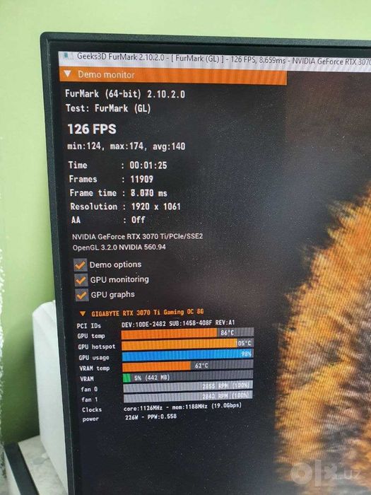 Продаётся видеокарта Gigabyte GeForce RTX 3070 Ti