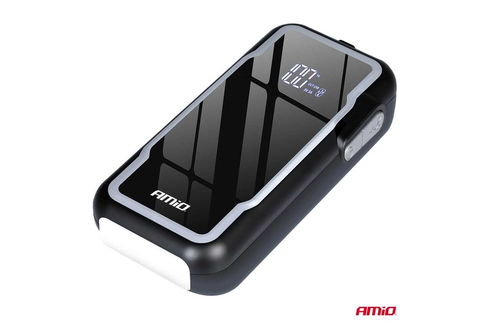 Преносимо стартово устройство AMiO 1600A 3в1 - Jump Starter, LED, външна батерия, капацитет 12Ah, 12V
