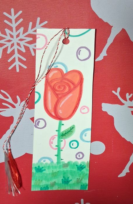 Semne de carte cu ata de mărțișor/ ciucuri