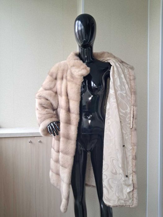 Haina blana vizon , nurcă naturală Bej ANNABELLE  m.L-XXL