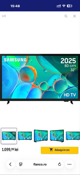 TV Samsung 32” (80 cm) HD – Nou, sigilat în cutie – 202