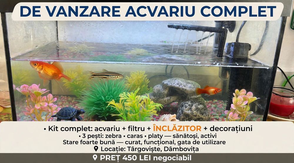Vând acvariu pentru pești