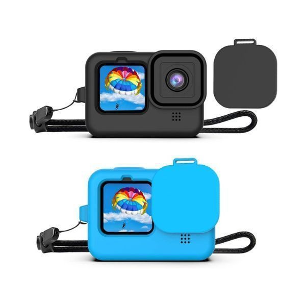 Калъф за GoPro Hero 9/10/11/12/13 Black, Капаче, Силикон, Черен/Син