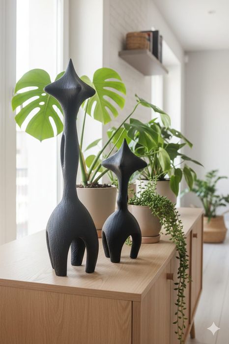 Статуэтки и металлический шар для декора