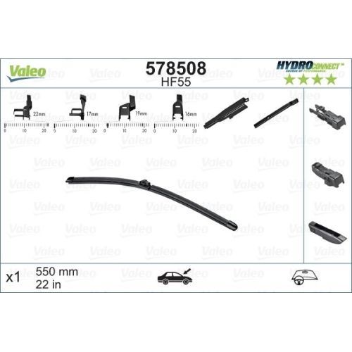 Lamela stergator 550mm/22in Alfa Romeo, Audi TT, BMW, Citroen, Dacia, Fiat, Ford, Jeep Renegade, Lancia Musa, Mercedes, Opel Astra H, Peugeot,