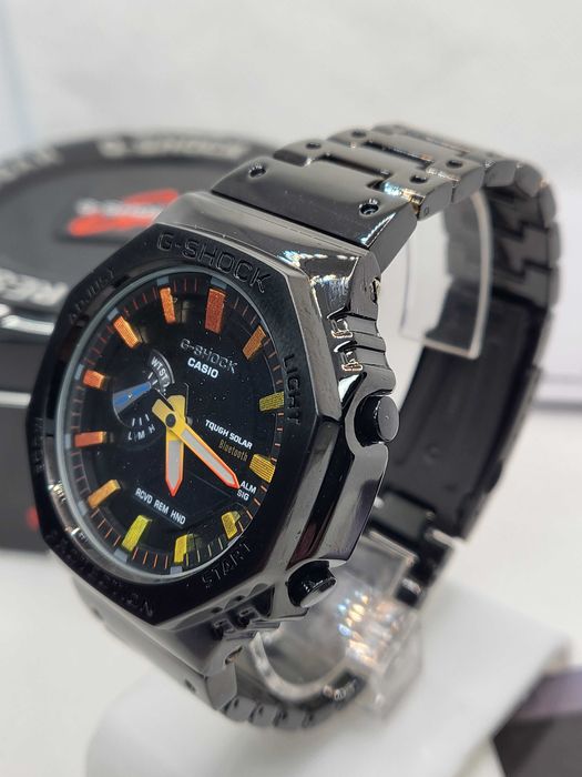 Ceas Casio g shock Metal GM B2110d Silver Orange Nou,Garantie 2 ani